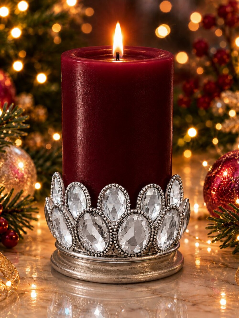 Wine Bottle Coaster or Candle Holder w Lots of Bling